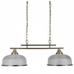 Bistro II - Textured Clear Glass & Antique Brass 2 Light over Island Fitting
