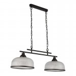 Highworth - Matt Black 2 Light over Island Fitting with Textured Clear Glasses Highworth - Matt Black 2 Light over Island Fitting with Textured Clear Glasses