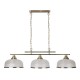 Searchlight-3593-3AB - Bistro II - Textured Clear Glass & Antique Brass 3 Light over Island Fitting