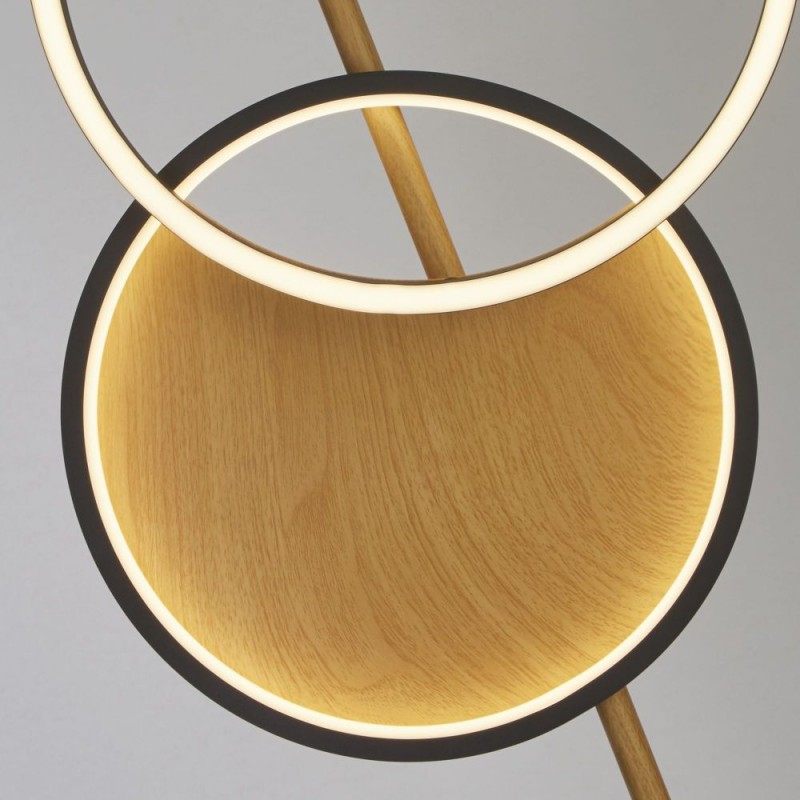 Searchlight-36302-1BK - Curio - Wooden & Black LED Floor Lamp