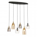 Divine - Black 6 Light over Island Fitting with Multi-Coloured Glasses