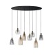 Searchlight-36463-8BK - Divine - Black 8 Light over Island Fitting with Multi-Coloured Glasses