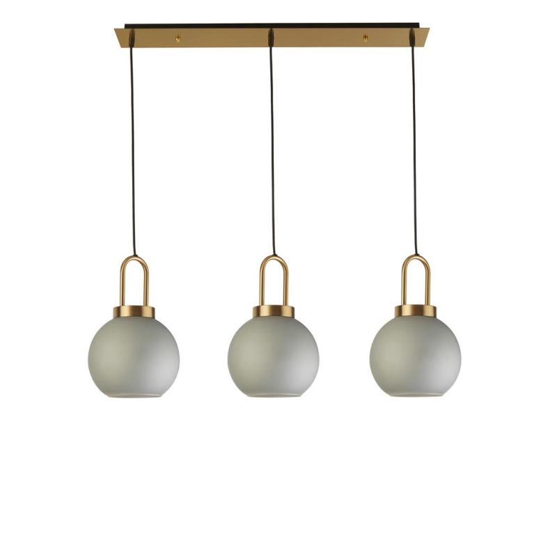 Searchlight-36632-3AC - Snowdrop - Frosted Glass & Antique Brass 3 Light over Island Fitting