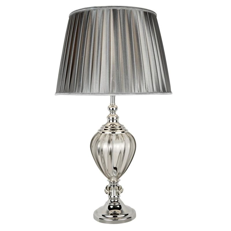 Searchlight-3721CL - Greyson - Grey Shade with Clear Glass Table Lamp