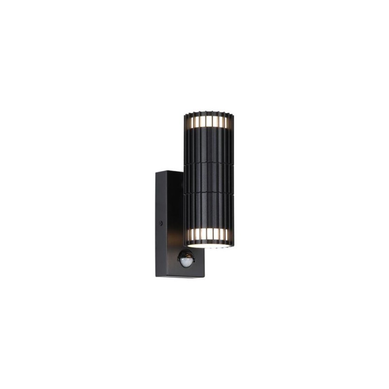 Searchlight-37739BK-PIR - Detroit - Black Up & Down PIR Wall Lamp IP44