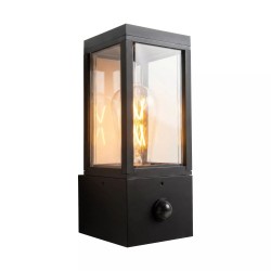 Dubai - Black Lantern Wall Lamp with Sensor