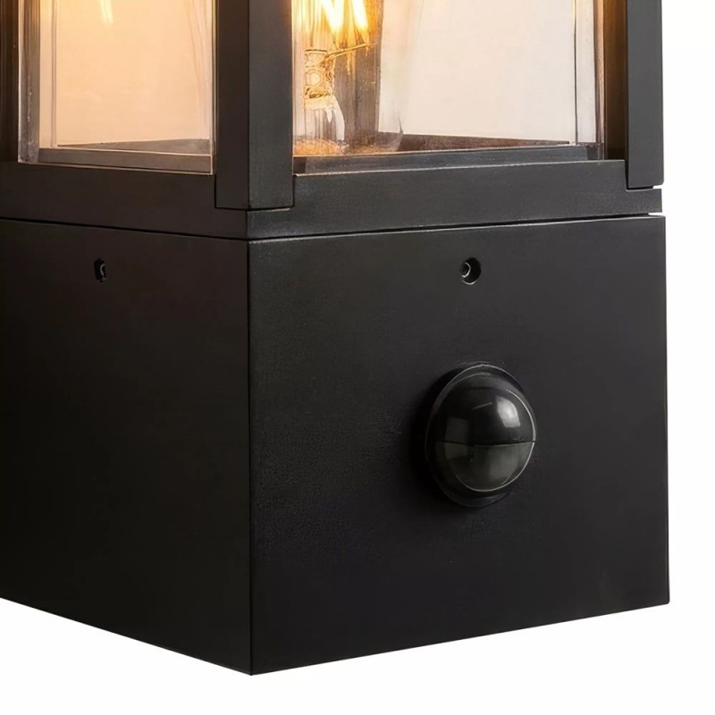 Searchlight-38810BK - Dubai - Black Lantern Wall Lamp with Sensor