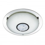 Portland - Mirrored LED Flush with White Glass & Crystal