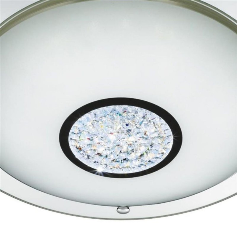 Searchlight-3883-31 - Portland - Mirrored LED Flush with White Glass & Crystal