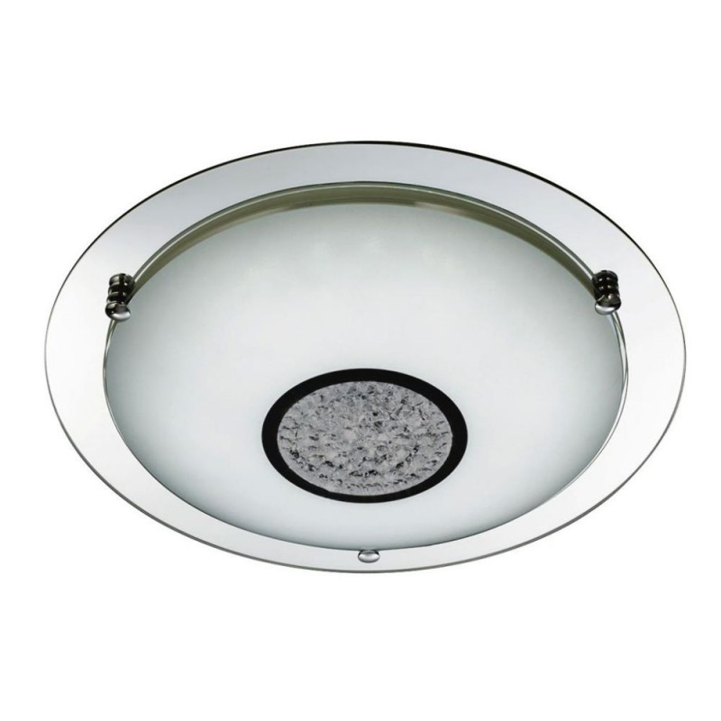 Searchlight-3883-31 - Portland - Mirrored LED Flush with White Glass & Crystal