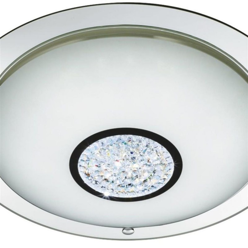 Searchlight-3883-41 - Portland - Mirrored LED Flush with White Glass & Crystal
