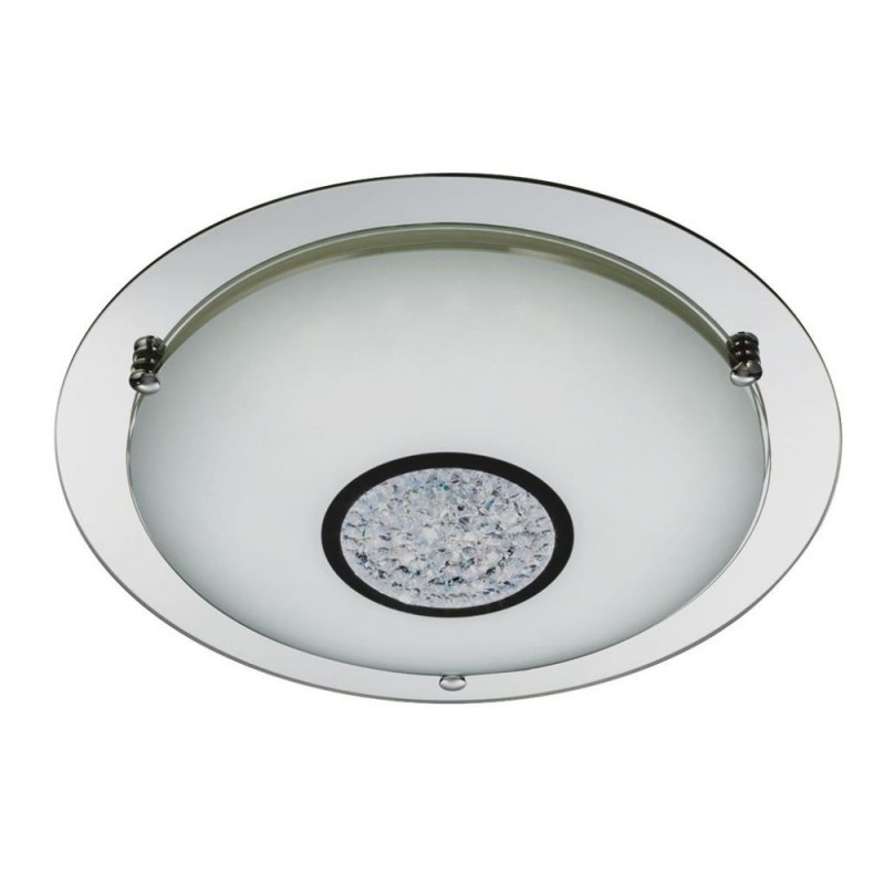 Searchlight-3883-41 - Portland - Mirrored LED Flush with White Glass & Crystal
