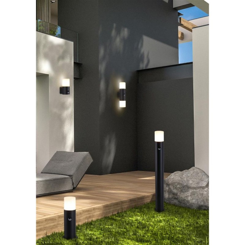 Searchlight-39220BK-PIR - Colorado - Black PIR Wall Lamp with White Diffuser