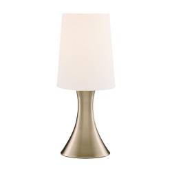 Touch - Antique Brass Touch Table Lamp with Cream Shade