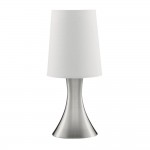 Touch - Satin Silver Touch Table Lamp with White Shade