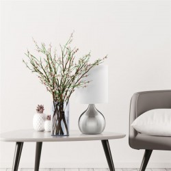 Touch - White Shade & Satin Silver Touch Table Lamp Touch - White Shade & Satin Silver Touch Table Lamp