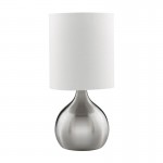 Touch - White Shade & Satin Silver Touch Table Lamp Touch - White Shade & Satin Silver Touch Table Lamp