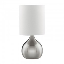 Touch - White Shade & Satin Silver Touch Table Lamp Touch - White Shade & Satin Silver Touch Table Lamp