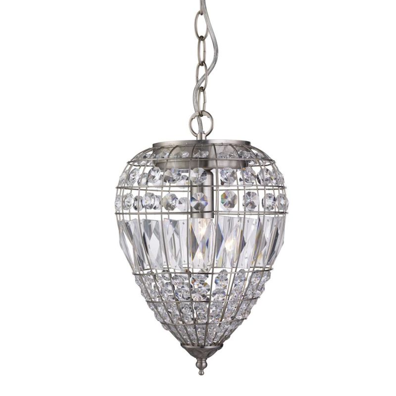 Searchlight-3991SS - Pineapple - Crystal & Satin Silver Pendant