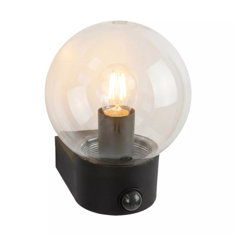 Searchlight-39920BK-PIR - Marina - Black PIR Wall Lamp with Clear Diffuser