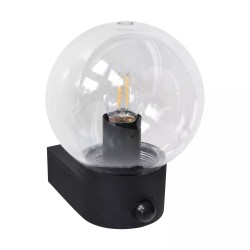 Marina - Black PIR Wall Lamp with Clear Diffuser