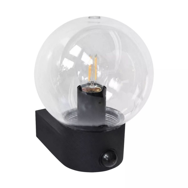 Searchlight-39920BK-PIR - Marina - Black PIR Wall Lamp with Clear Diffuser