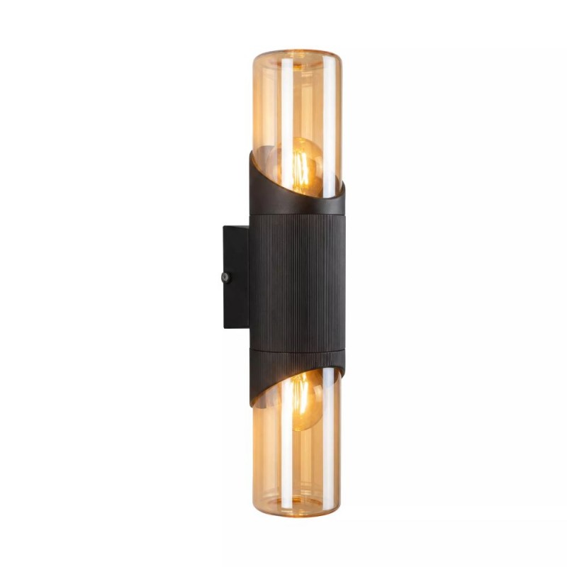 Searchlight-39940BK - Broadway - Black Up & Down Wall Lamp with Amber Diffuser