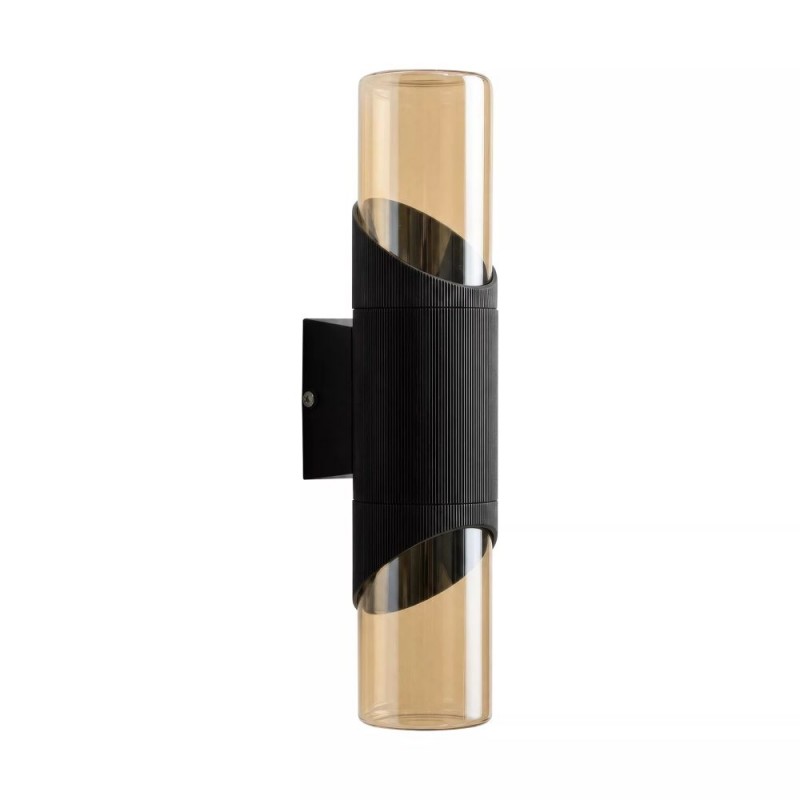 Searchlight-39940BK - Broadway - Black Up & Down Wall Lamp with Amber Diffuser