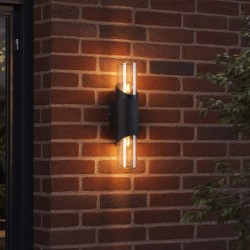 Broadway - Black Up & Down Wall Lamp with Amber Diffuser