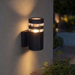 Toluca - Black Wall Lamp with Clear Detailing