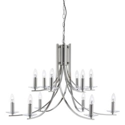 Ascona - Satin Silver Twist 12 Light Pendant with Crystal Details