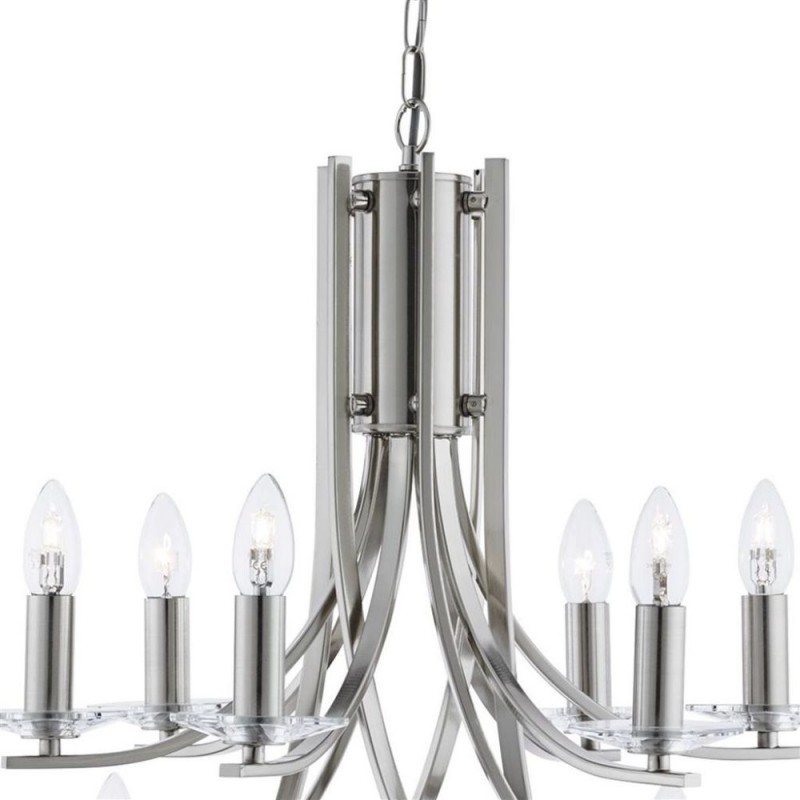 Searchlight-41612-12SS - Ascona - Satin Silver Twist 12 Light Pendant with Crystal Details