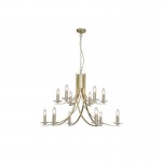 Ascona - Satin Brass & Crystal Twist 12 Light Pendant
