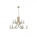 Ascona - Satin Brass & Crystal Twist 12 Light Pendant