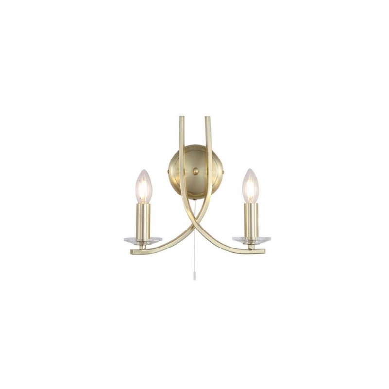 Searchlight-4162-2SB - Ascona - Satin Brass Twist 2 Light Wall Lamp with Crystal Details