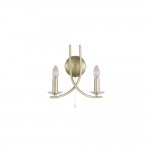 Ascona - Satin Brass Twist 2 Light Wall Lamp with Crystal Details