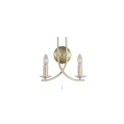 Ascona - Satin Brass Twist 2 Light Wall Lamp with Crystal Details