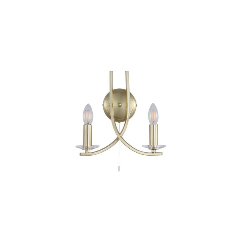 Searchlight-4162-2SB - Ascona - Satin Brass Twist 2 Light Wall Lamp with Crystal Details