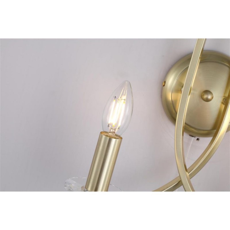 Searchlight-4162-2SB - Ascona - Satin Brass Twist 2 Light Wall Lamp with Crystal Details