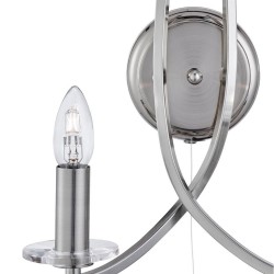 Ascona - Satin Silver Twist 2 Light Wall Lamp with Crystal Details