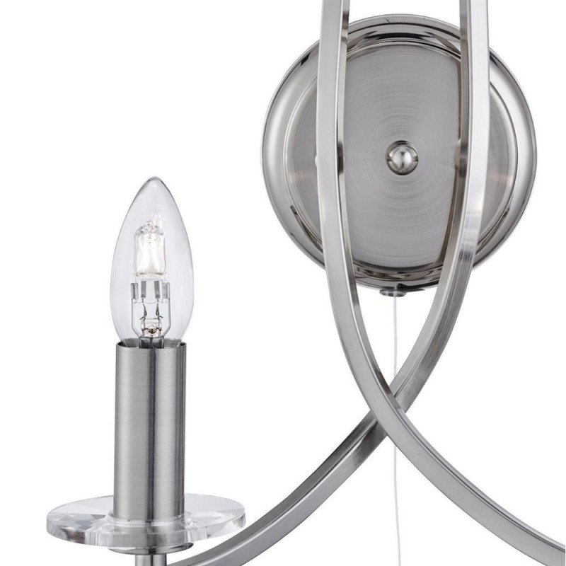 Searchlight-4162-2SS - Ascona - Satin Silver Twist 2 Light Wall Lamp with Crystal Details