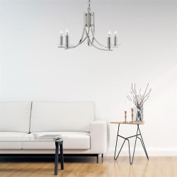 Ascona - Satin Silver Twist 5 Light Pendant with Crystal Details