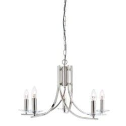 Ascona - Satin Silver Twist 5 Light Pendant with Crystal Details