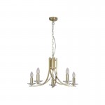 Ascona - Satin Brass & Crystal Twist 5 Light Pendant