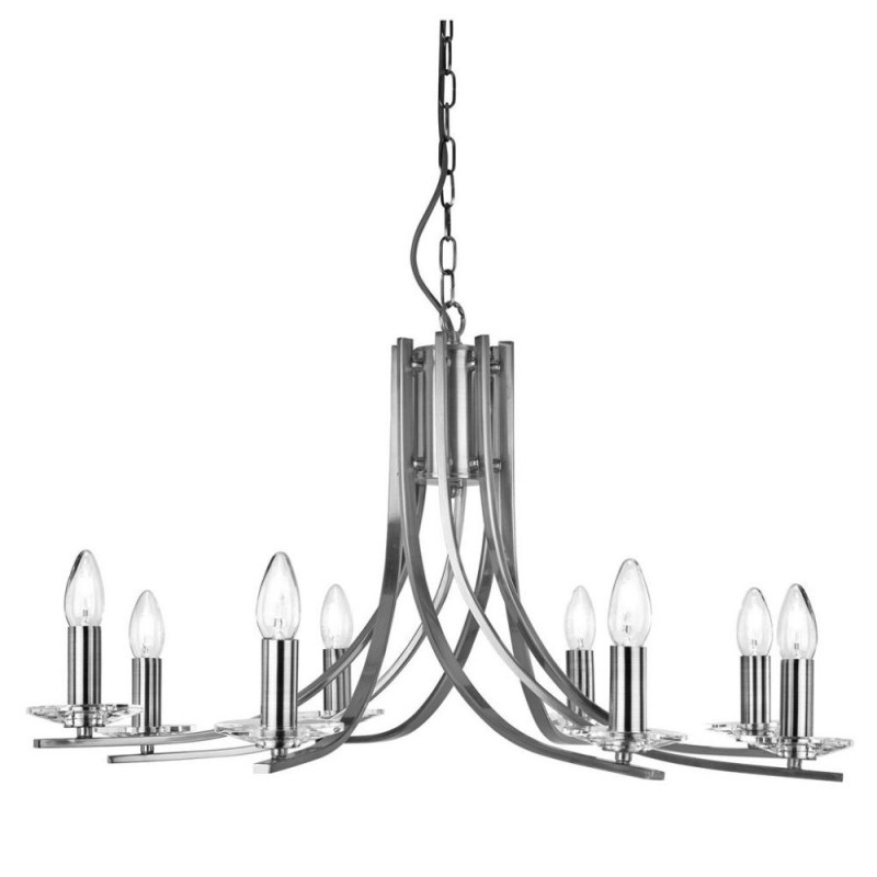 Searchlight-4168-8SS - Ascona - Satin Silver Twist 8 Light Pendant with Crystal Details