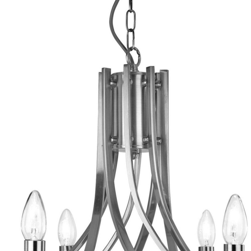 Searchlight-4168-8SS - Ascona - Satin Silver Twist 8 Light Pendant with Crystal Details
