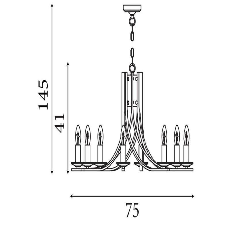 Searchlight-4168-8SS - Ascona - Satin Silver Twist 8 Light Pendant with Crystal Details