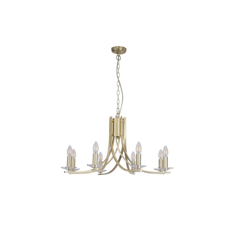Searchlight-4168-8SB - Ascona - Satin Brass & Crystal Twist 8 Light Pendant