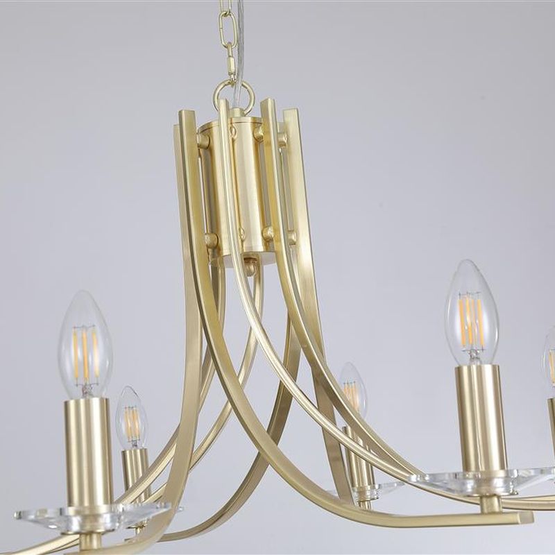 Searchlight-4168-8SB - Ascona - Satin Brass & Crystal Twist 8 Light Pendant