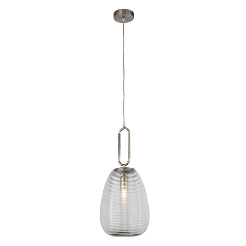 Searchlight-43581-1SN - Elixir - Clear Ribbed Glass & Satin Nickel Pendant